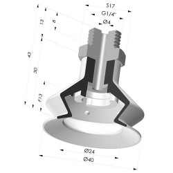 Ventosa 1.5 Fole Série 8SB Ø 40MM com inserto