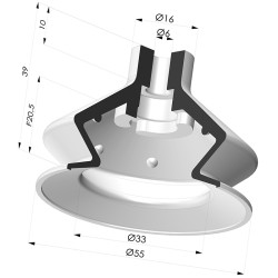 Ventosa 1.5 Fole Série 8SB Ø 55MM
