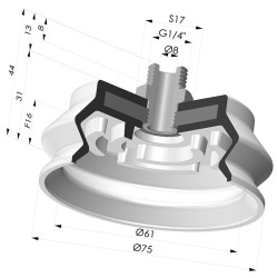 Ventosa 1.5 Fole Série 8SB Ø 75MM com inserto