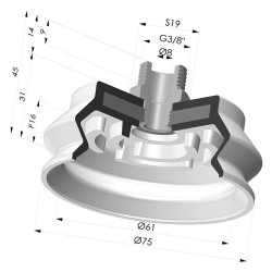 Ventosa 1.5 Fole Série 8SB Ø 75MM com inserto