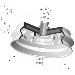Ventosa 1.5 Fole Série 8SB Ø 100MM com inserto