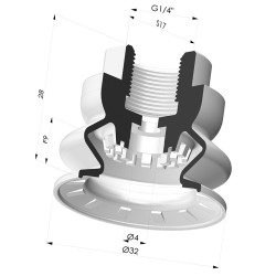 Ventosa 1.5 Fole Série 8R Ø 32MM