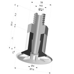 Ventosa plana Série 90 Ø 16,5 mm