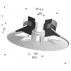 Ventosa plana Série 90 Ø 27 mm