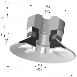 Ventosa plana Série 90 Ø 27 mm