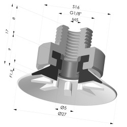 Ventosa plana Série 90 Ø 27 mm