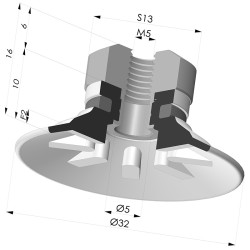 Ventosa plana Série 90 Ø 31,8 mm