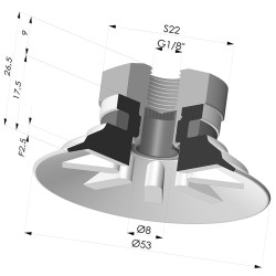 Ventosa plana Série 90 Ø 53 mm