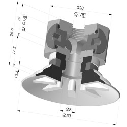 Ventosa plana Série 90 Ø 53 mm