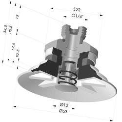 Ventosa plana Série 90 Ø 53 mm