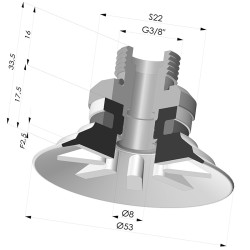 Ventosa plana Série 90 Ø 53 mm