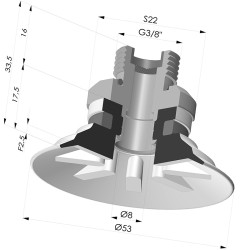Ventosa plana Série 90 Ø 53 mm