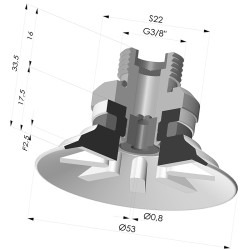 Ventosa plana Série 90 Ø 53 mm