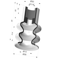 Ventosa 2.5 Fole Série 8B Ø 30MM
