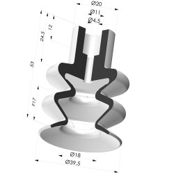 Ventosa 2.5 Fole Série 8B Ø 40MM