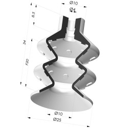 Ventosa 2.5 Série de foles 8M Ø 25MM