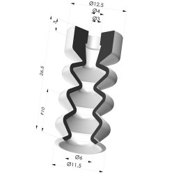Ventouse 3.5 Soufflets Série 8 Ø 12MM