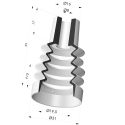 Ventosa 4.5 Fole Série 8 Ø 33MM