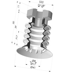 Ventosa 4.5 Fole Série 95 Ø 41MM