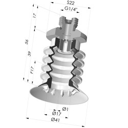 Ventosa 4.5 Fole Série 95 Ø 41MM