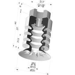 Ventosa 4.5 Fole Série 95-2 Ø 31MM