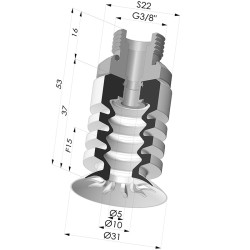 Ventosa 4.5 Fole Série 95-2 Ø 31MM