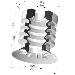 Ventosa 4.5 Fole Série 95-2 Ø 51MM