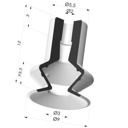 Ventosa 1.5 Fole Série 91 Ø 9,2 mm