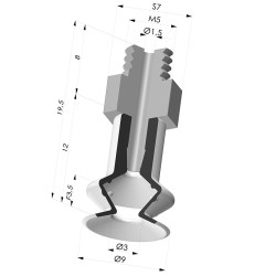 Ventosa 1.5 Fole Série 91 Ø 9,2 mm