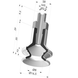 Ventosa 1.5 Fole Série 91 Ø 16,5 mm