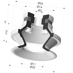 Ventosa 1.5 Fole Série 91 Ø 22,2 mm