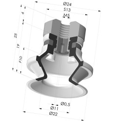 Ventosa 1.5 Fole Série 91 Ø 22,2 mm