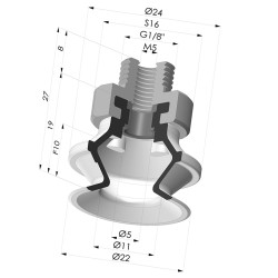 Ventosa 1.5 Fole Série 91 Ø 22,2 mm
