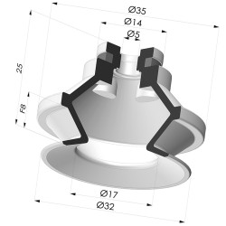 Ventosa 1.5 Fole Série 91 Ø 31,8 mm