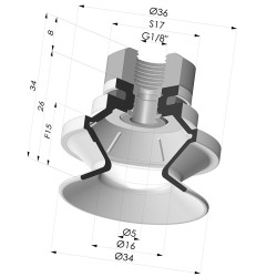 Ventosa 1.5 Fole Série 91 Ø 34MM
