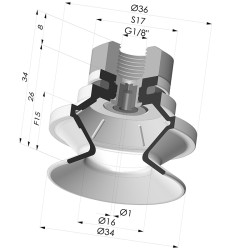 Ventosa 1.5 Fole Série 91 Ø 34MM