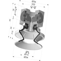 Ventosa 1.5 Fole Série 91 Ø 34MM