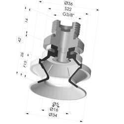 Ventosa 1.5 Fole Série 91 Ø 34MM