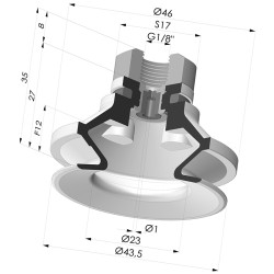 Ventosa 1.5 Fole Série 91 Ø 40MM
