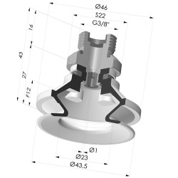Ventosa 1.5 Fole Série 91 Ø 40MM