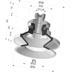 Ventosa 1.5 Fole Série 91 Ø 50MM