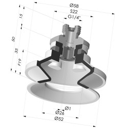 Ventosa 1.5 Fole Série 91 Ø 50MM