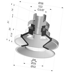 Ventosa 1.5 Fole Série 91 Ø 50MM