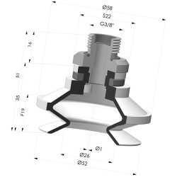 Ventosa 1.5 Fole Série 91 Ø 50MM