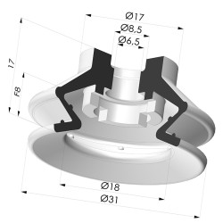 Ventosa 1.5 Fole Série 97B Ø 31MM