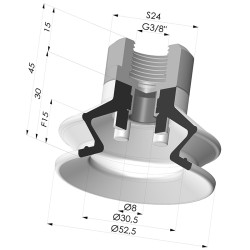 Ventosa 1.5 Fole Série 97B Ø 52,5 mm