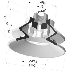 Ventosa 1.5 Fole Série 97B Ø 100 mm