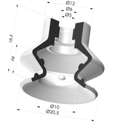 Ventosa 1.5 Fole Série 97C Ø 20,4 mm