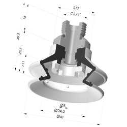 Ventosa 1.5 Fole Série 97C Ø 41,4 mm
