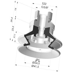 Ventosa 1.5 Fole Série 97C Ø 41,4 mm